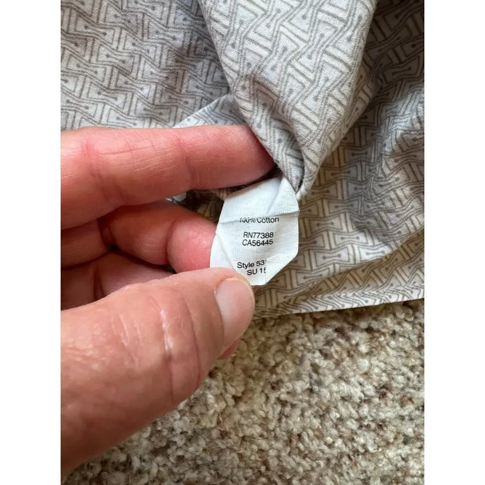 J.Crew collared button-down shirt, Tan & white design, 100% cotton, size Medium